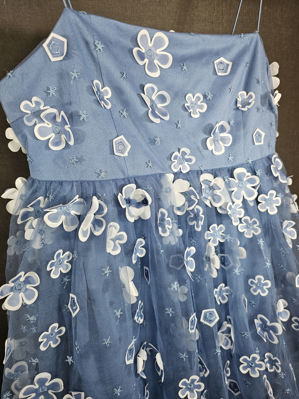 Trixxi Light Blue Floral Appliqué Mini Dress - Picture 3 of 5